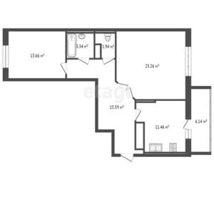 2-к квартира, вторичка, 72м2, 5/14 этаж