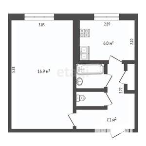 1-к квартира, вторичка, 33м2, 4/5 этаж
