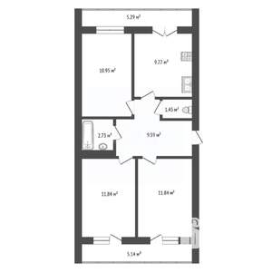 3-к квартира, вторичка, 69м2, 8/9 этаж