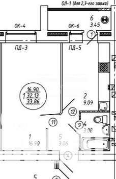 1-к квартира, вторичка, 34м2, 5/9 этаж