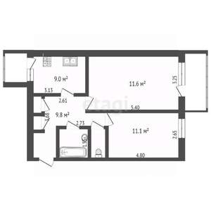 2-к квартира, вторичка, 50м2, 5/5 этаж