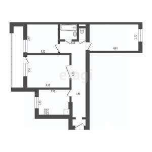 3-к квартира, вторичка, 61м2, 5/12 этаж