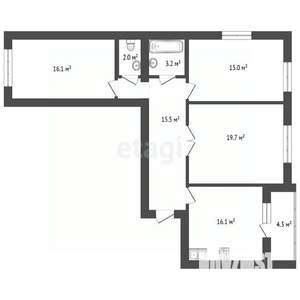 3-к квартира, вторичка, 90м2, 5/9 этаж