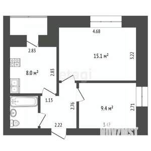 2-к квартира, вторичка, 42м2, 5/9 этаж