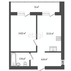 1-к квартира, вторичка, 46м2, 2/9 этаж