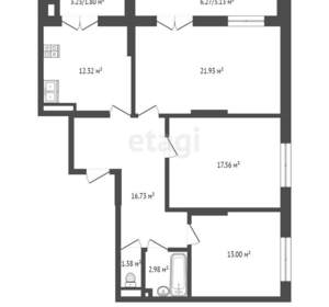 3-к квартира, вторичка, 90м2, 3/14 этаж