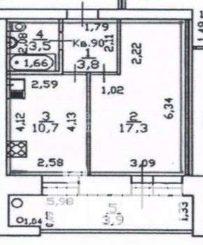 1-к квартира, вторичка, 39м2, 7/9 этаж