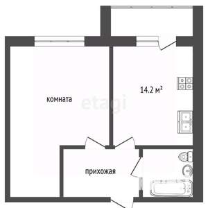 1-к квартира, вторичка, 52м2, 6/9 этаж