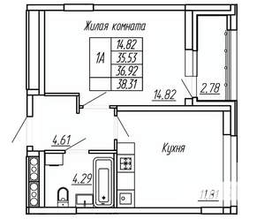 1-к квартира, вторичка, 37м2, 16/16 этаж