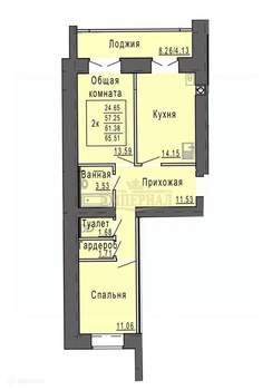 2-к квартира, вторичка, 62м2, 5/10 этаж