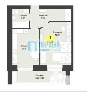 1-к квартира, вторичка, 40м2, 5/9 этаж