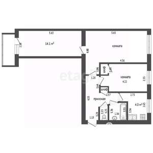3-к квартира, вторичка, 59м2, 3/5 этаж