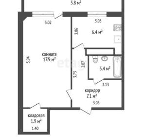 1-к квартира, вторичка, 41м2, 7/10 этаж