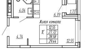 1-к квартира, вторичка, 28м2, 5/15 этаж