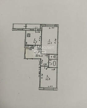 2-к квартира, вторичка, 55м2, 2/5 этаж
