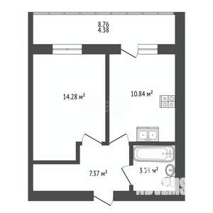 1-к квартира, вторичка, 45м2, 9/9 этаж