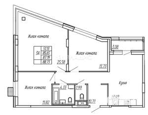 3-к квартира, вторичка, 89м2, 10/17 этаж