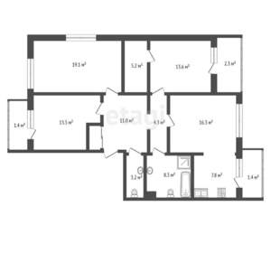 4-к квартира, вторичка, 102м2, 3/5 этаж