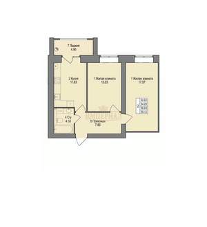 2-к квартира, вторичка, 59м2, 3/9 этаж