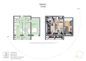2-к квартира, строящийся дом, 65м2, 6/9 этаж