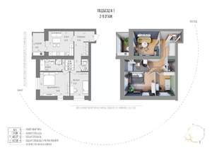 2-к квартира, строящийся дом, 69м2, 7/9 этаж
