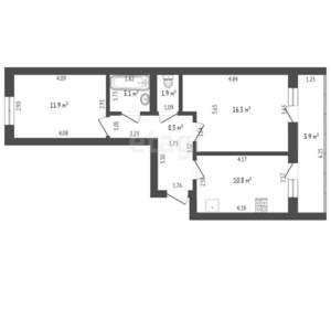 2-к квартира, вторичка, 60м2, 8/9 этаж