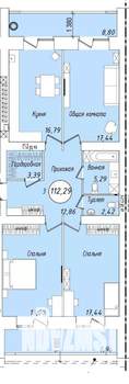 3-к квартира, строящийся дом, 116м2, 7/9 этаж