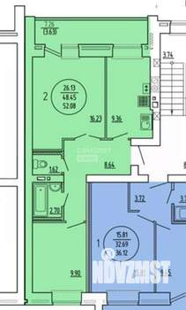 2-к квартира, вторичка, 52м2, 2/9 этаж