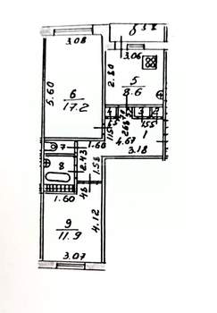 2-к квартира, вторичка, 54м2, 5/5 этаж