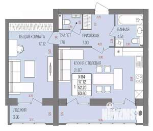 1-к квартира, строящийся дом, 64м2, 5/9 этаж
