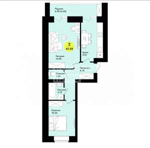 2-к квартира, вторичка, 50м2, 3/9 этаж