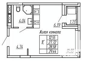 Студия квартира, вторичка, 29м2, 4/16 этаж