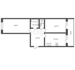 2-к квартира, вторичка, 71м2, 5/9 этаж
