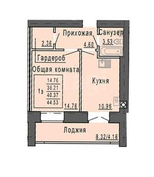 1-к квартира, вторичка, 45м2, 7/9 этаж