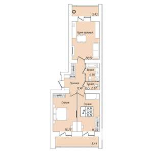 3-к квартира, сданный дом, 86м2, 2/9 этаж