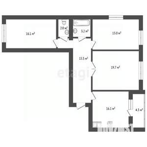 3-к квартира, вторичка, 90м2, 5/9 этаж