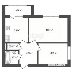 2-к квартира, вторичка, 51м2, 4/9 этаж