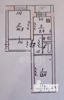 2-к квартира, вторичка, 50м2, 5/5 этаж