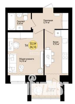 1-к квартира, вторичка, 36м2, 8/9 этаж