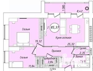 2-к квартира, строящийся дом, 86м2, 4/9 этаж