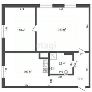 2-к квартира, вторичка, 47м2, 1/3 этаж