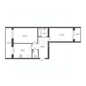 2-к квартира, вторичка, 53м2, 6/9 этаж