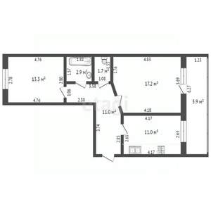 2-к квартира, вторичка, 64м2, 2/10 этаж