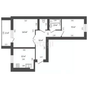 2-к квартира, вторичка, 49м2, 3/5 этаж