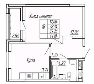 1-к квартира, вторичка, 40м2, 11/16 этаж