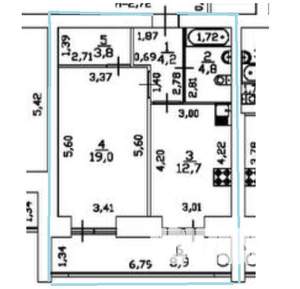 1-к квартира, сданный дом, 53м2, 5/9 этаж