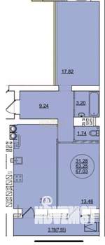 2-к квартира, строящийся дом, 67м2, 11/16 этаж