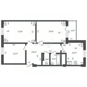 3-к квартира, вторичка, 77м2, 10/10 этаж