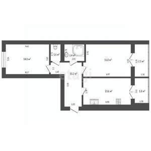 2-к квартира, вторичка, 67м2, 6/9 этаж